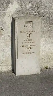 Monument en hommage aux dur combats du 9e au nord de Reims, Saint-Masmes.