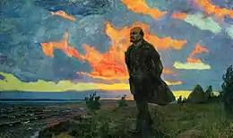 V. I. Lénine à Razliv en 1917 .(1934) Huile sur toile.Musée Russe