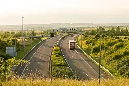 L'A13 sortant du Tunnel Markusbierg à Schengen