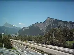 L'A13 près de Maienfeld dans le canton de Saint-Gall.