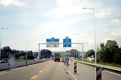 Travaux sur l'échangeur en arrivant par l'A34.