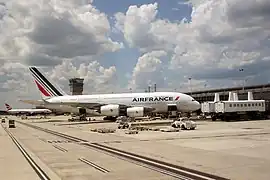 Airbus A380 d'Air France à Washington-Dulles (2012).