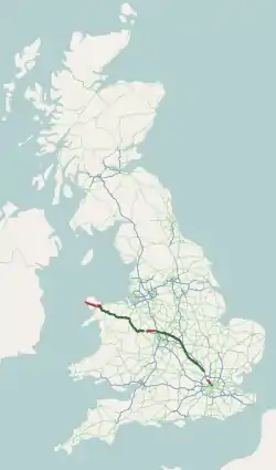 Carte du tracé de la route A5.