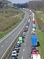 Voie d'urgence dans un bouchon de l'autoroute allemande 66.