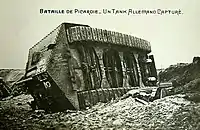 A7V no 542 Elfriede capturé par les troupes françaises le 24 avril 1918 à Villers-Bretonneux.