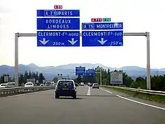 L'E70 se confondant avec l’A711 à la sortie de Clermont-Ferrand en direction de  Lyon.