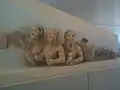 Sculpture de serpent à trois têtes d'homme barbues