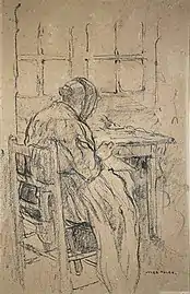 Brodeuse, dessin, musée des Beaux-Arts de Dole.