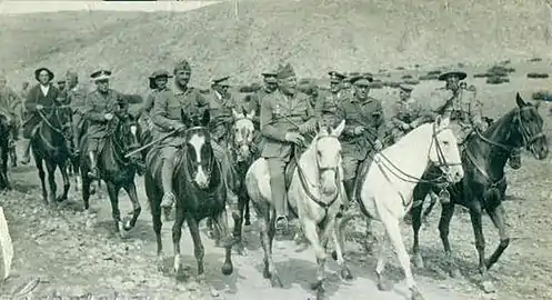 Le colonel Franco avec les généraux Primo de Rivera et Sanjurjo aux alentours d'Al Hoceïma, 1925.