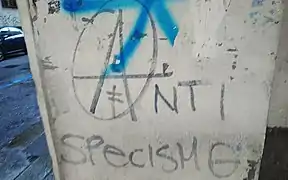 Graffiti « antispecismo » à Turin en Italie.