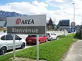 Panneau de bienvenue sur l'A41, Grésy-sur-Aix, Savoie.