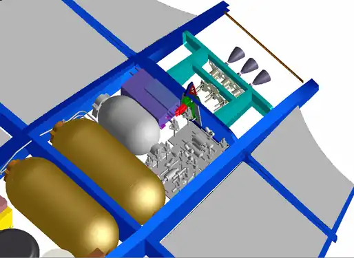 Schéma des différents composants du système de propulsion d'ARES.