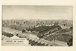 Les Aciéries de Longwy, près du canal Saint-Denis au début du XXe siècle.Le cliché montre l’impact de la grande industrie dans la ville.