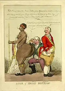 Une caricature de Saartjie Baartman, Lord Grenville et de Richard Sheridan par William Heath.