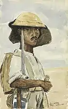 Un soldat pandjabi en Palestine, 1er septembre 1918, dessin de James McBey.
