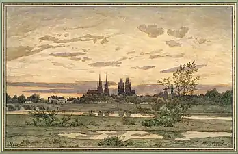 Vue de Moulins (vers 1850-1860), aquarelle, New York, Metropolitan Museum of Art.