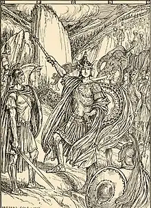 Illustration d'un livre pour enfant représentant Alexandre en guerrier