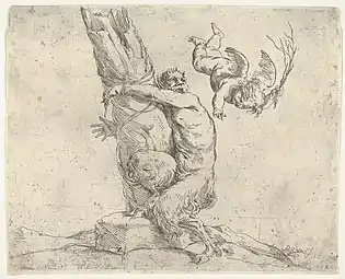 Un putto ailé flagellant un satyre attaché à un arbre, vers 1625-1650, gravure, Metropolitan Museum of Art, New York .