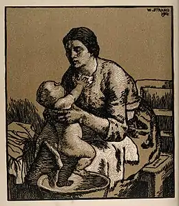 A woman washing her baby (1904).