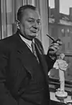 Aarre Merikanto, a Finnish composer, smoking pipe in 1950s