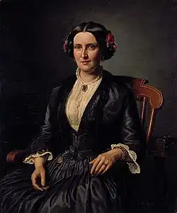 Dame assise avec des roses dans ses cheveux, 1853