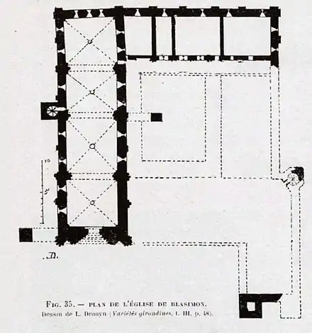 Plan de l'abbaye Saint-Maurice selon Léo Drouyn.