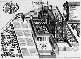 L'abbatiale entourée des bâtiments monastiques