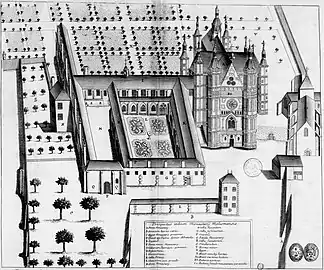 L’abbaye au XVIIe siècle, d'après le Monasticon Gallicanum.