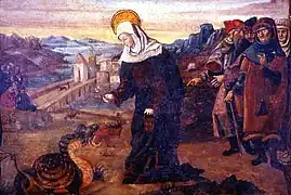Marthe fustigeant la Tarasque, peinture attribuée à André Abellon (Église Sainte-Marie-Magdeleine à Saint-Maximin-la-Sainte-Baume).