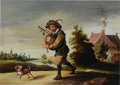 Un malotru jouant de la cornemuse dans un paysage (entre 1644 et 1670, coll. privée).