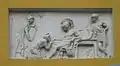 Bas-relief reprenant une scène de l'Iliade: Priam, implorant à Achille le corps d'Hector.