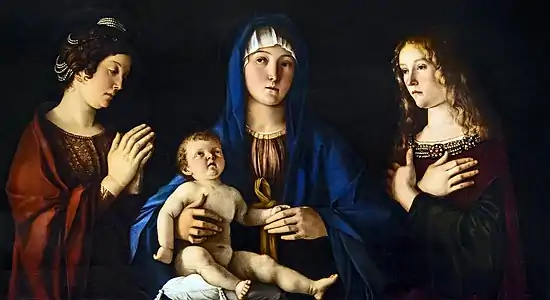 Vierge à l'Enfant entre sainte Catherine et sainte Madeleine de Giovanni Bellini (vers 1490)