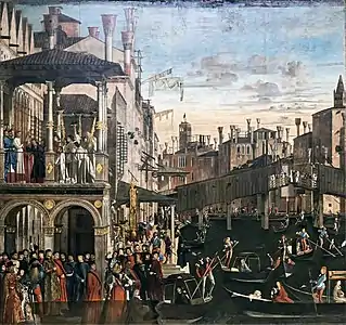 Pont du Rialto encore en bois, Vittore Carpaccio Gallerie dell'Accademia de Venise.