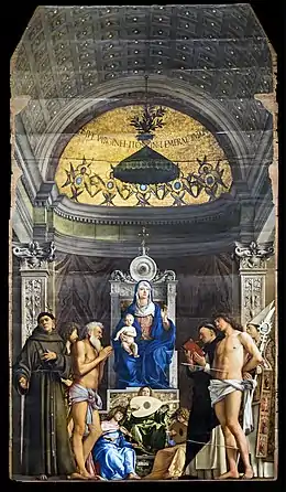 Retable de San Giobbe, huile/ bois 1487, 471 × 258 cm. Gallerie dell' Accademia