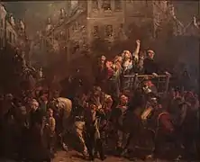Charrette de condamnés pendant la Révolution (musée de la Révolution française).