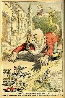 Caricature d'Émile Combes dans Le Pèlerin, 1902