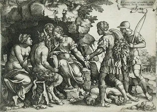 16. Thètis et Chiron, 1543, cat Bartsch 90.