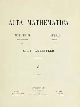 Image illustrative de l’article Acta Mathematica