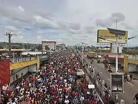 Manifestation contre la tenue du référendum en Guinée en mars 2020.