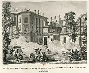 Action entre le Royal-Allemand et les Gardes françaises, en face du dépôt.