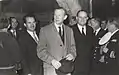 Maurice Couve de Murville à Fontarrabie avec son homologue espagnol Fernando María Castiella, à l'occasion de la célébration du 300e anniversaire du Traité des Pyrénées en octobre 1959.