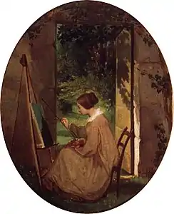 Adèle Gamel peignant (vers 1840), collection particulière.