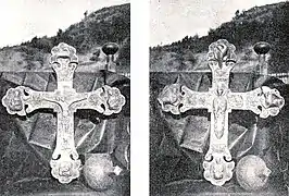 Une croix de procession à l'église Saint-Alexandre d'Orosh dans les années 1890