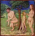 Adam et Eve, enluminure du XV° s.