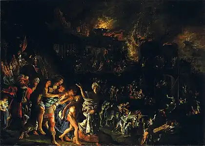 L'Incendie de Troie (1600-1601), Munich, Alte Pinakothek.