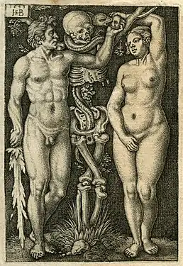 Sebald Beham, Adam et Ève, 1543, burin, Bartsch 6.