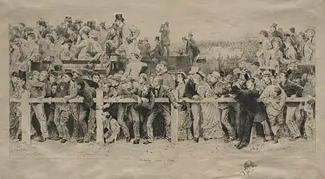 Une Scène au derby, gravure d'après Charles Green (en), Cleveland Museum of Art.