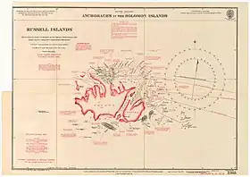 Carte marine des mouillages dans les îles Russell, 1895.