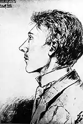 Portrait dessiné d'Adolf Hitler à l'âge de seize ans, de profil.