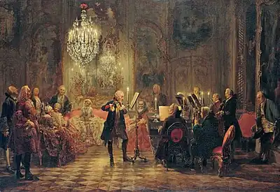 Adolph von Menzel. Concerto pour flûte avec Frédéric le Grand à Sanssouci, 1850-1852